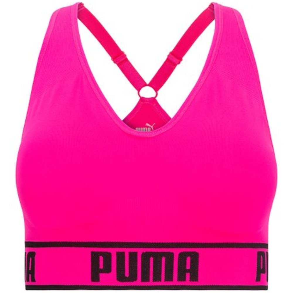 Puma Pink & Black Seamless Solstice Sports Bra